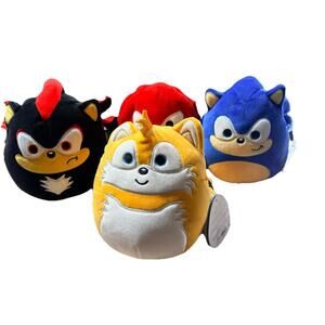 Lot of 4 Squishmallow 8” Plush Sonic The Hedgehog Shadow Tails Knuckles NWT